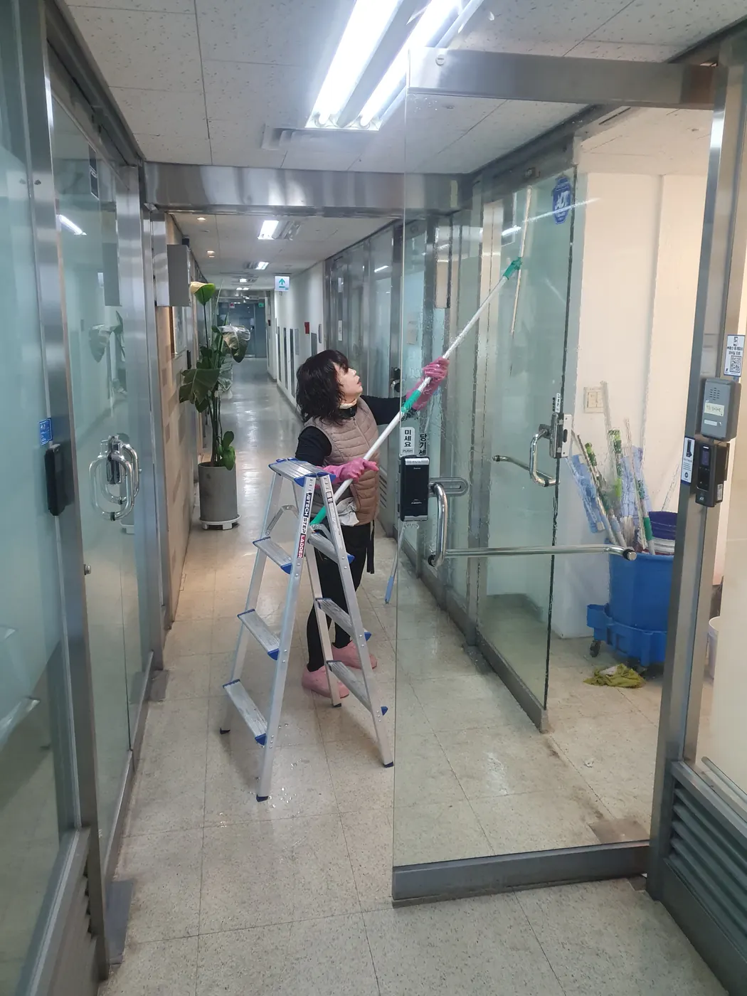 전면 유리 세정 — 내일동 사무실청소 현장